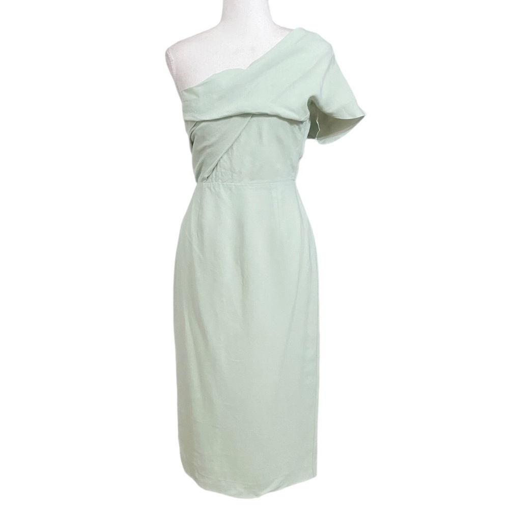 REISS RIANA PASTEL MINT ONE SHOULDER FORMAL COCKTAIL SHEATH DRESS - 0 - Picture 2 of 13